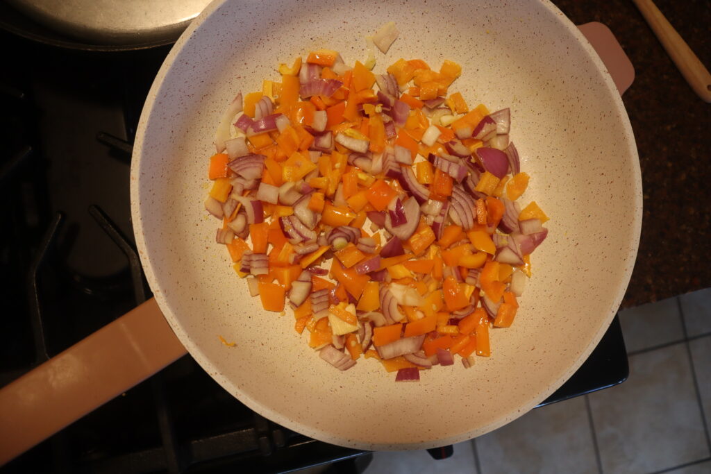 sautéed onion, bell pepper, and garlic