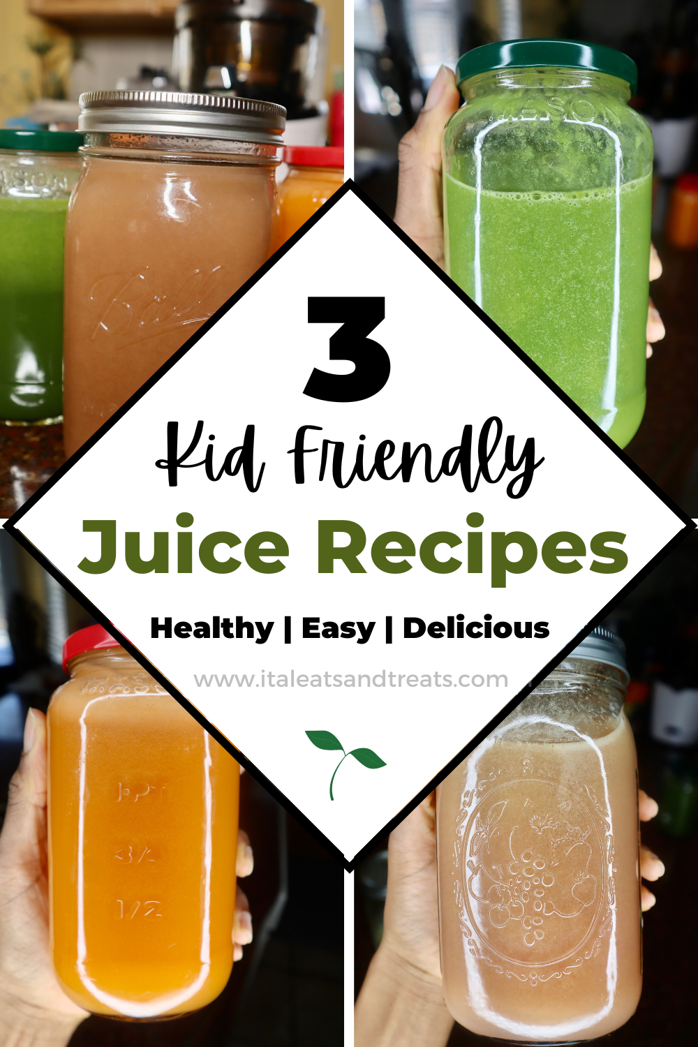 3 kid friendly juice recipes Pinterest image