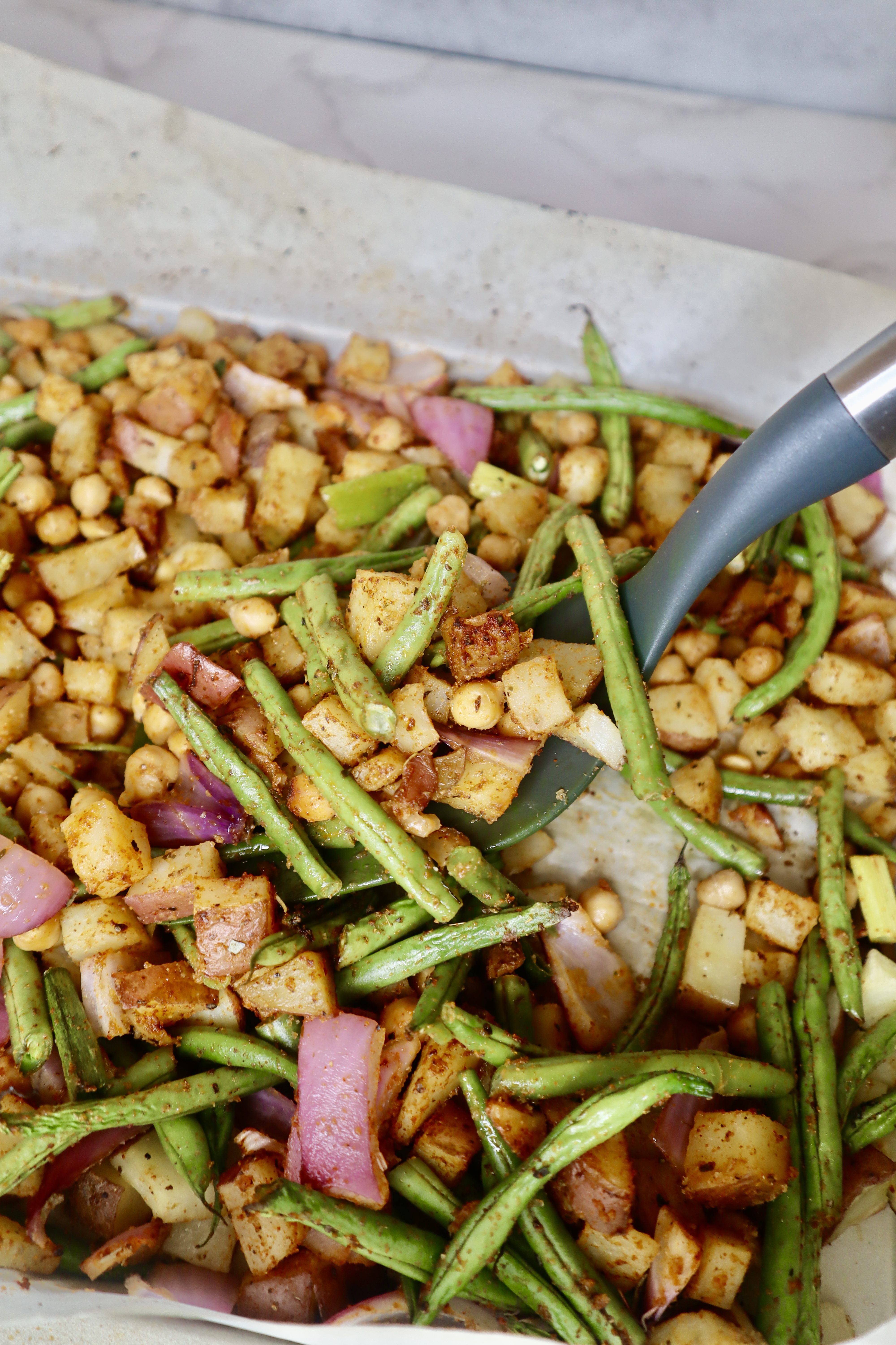 Vegan BBQ Chickpea Sheet Pan Dinner